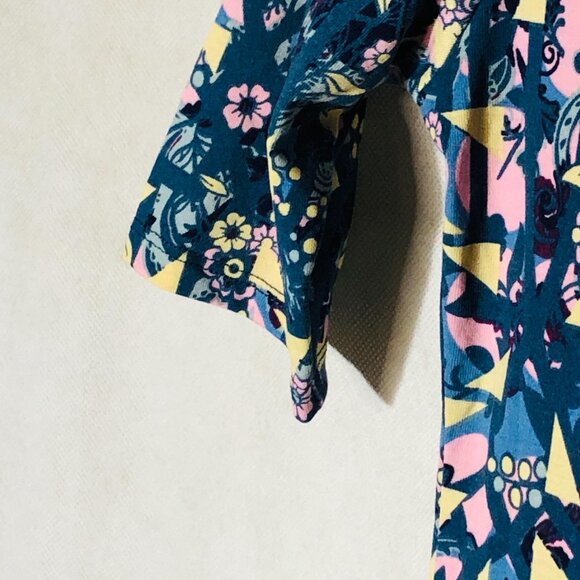 LuLaRoe Julia dress short sleeve geometric blue & pink size xxs new READ - Picture 9 of 12